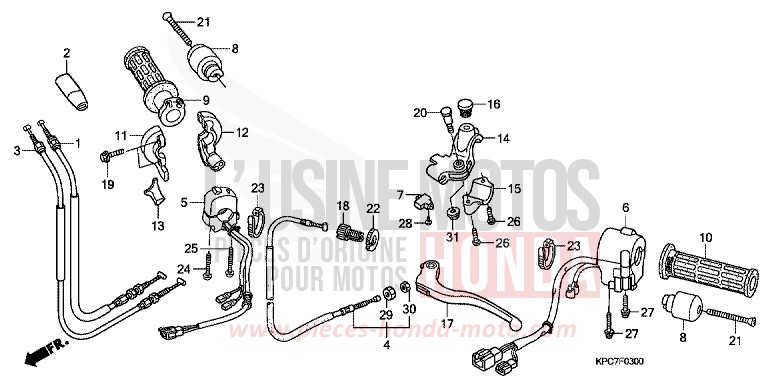 HANDLE LEVER/SWITCH/CABLE for Varadero 125 PEARL CONCOURS BLACK (NHA65) from 2010
